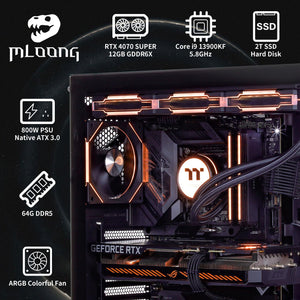 Darkness Dragon Gaming Pc,Intel Core I9 13900KF 5.8 Ghz,Geforce RTX 4070 Super 12GB Desktop Computer,2Tb Nvme SSD,64GB DDR5 6000Mhz, Liquid Cooled Prebuilt,800W Psu,Windows 11 Home & Powered Gamer PC