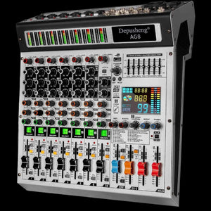 AG8 Professional Audio Mixer 8 Channel with MP3 Player Source USB Recording,With Grouping and 2 AUX Interfaces, 99DSP Effectfor Professional and Beginners