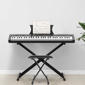 61-Key Portable Electric Keyboard Piano, Semi-Weighted Keys with Power Supply, Built-In Speakers, Pedal, Stand, and Stool,For Beginners and Professionals, Perfect Birthday or Christmas Gift