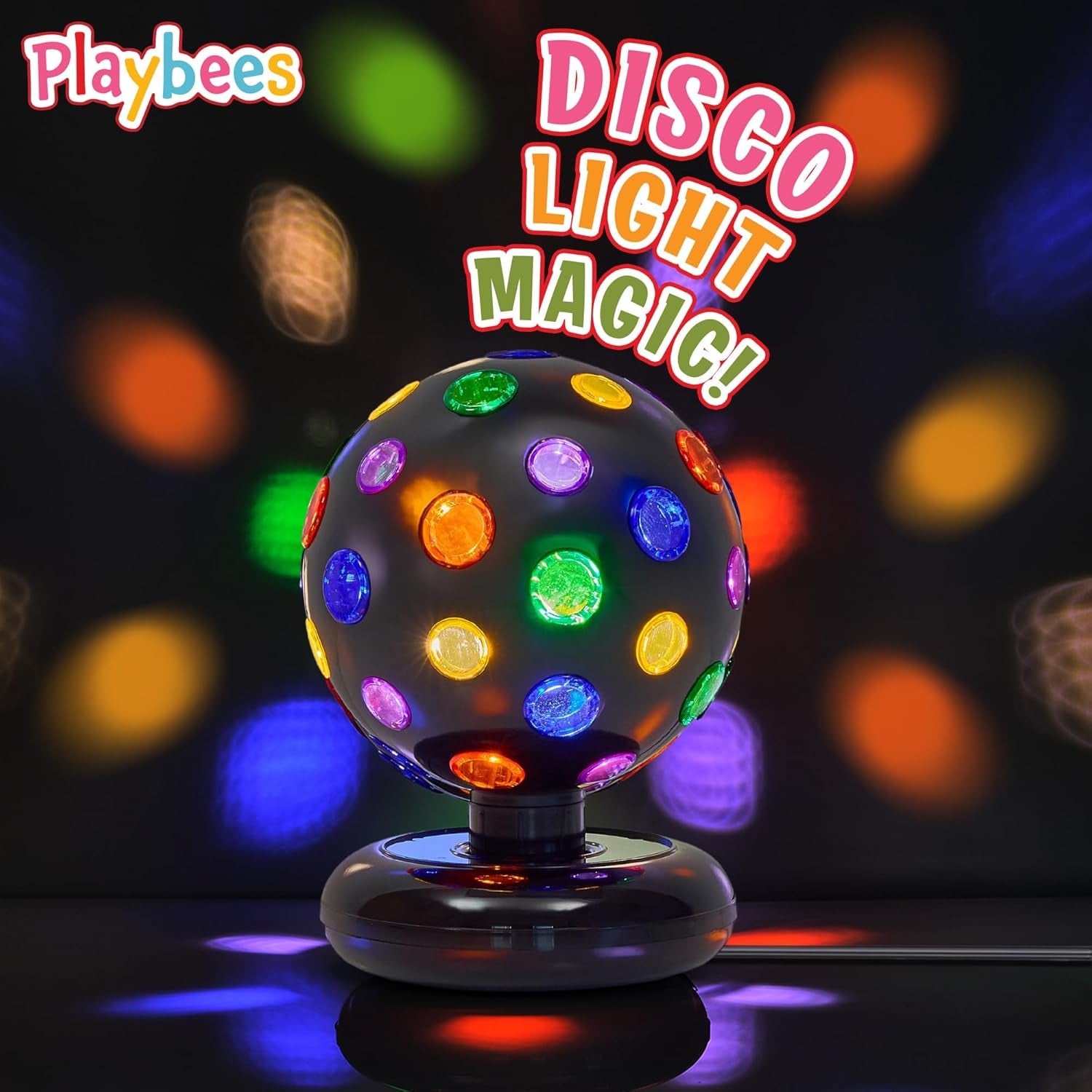 Rotating Disco Ball with LED Lights - Create a Dazzling Dance Atmosphere - Neon Birthday Party Vibes - Dance Party Supplies & Accessories - 11"