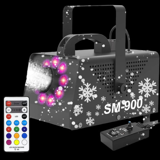 900W Snow Machine with 9 Lights Christmas Gift,High Output Fake Snow Machine with Remote,Snow Machine Indoor,Outdoor Snow Making Machine,Snow Maker Machine,Snowflake Machine Parade,Party