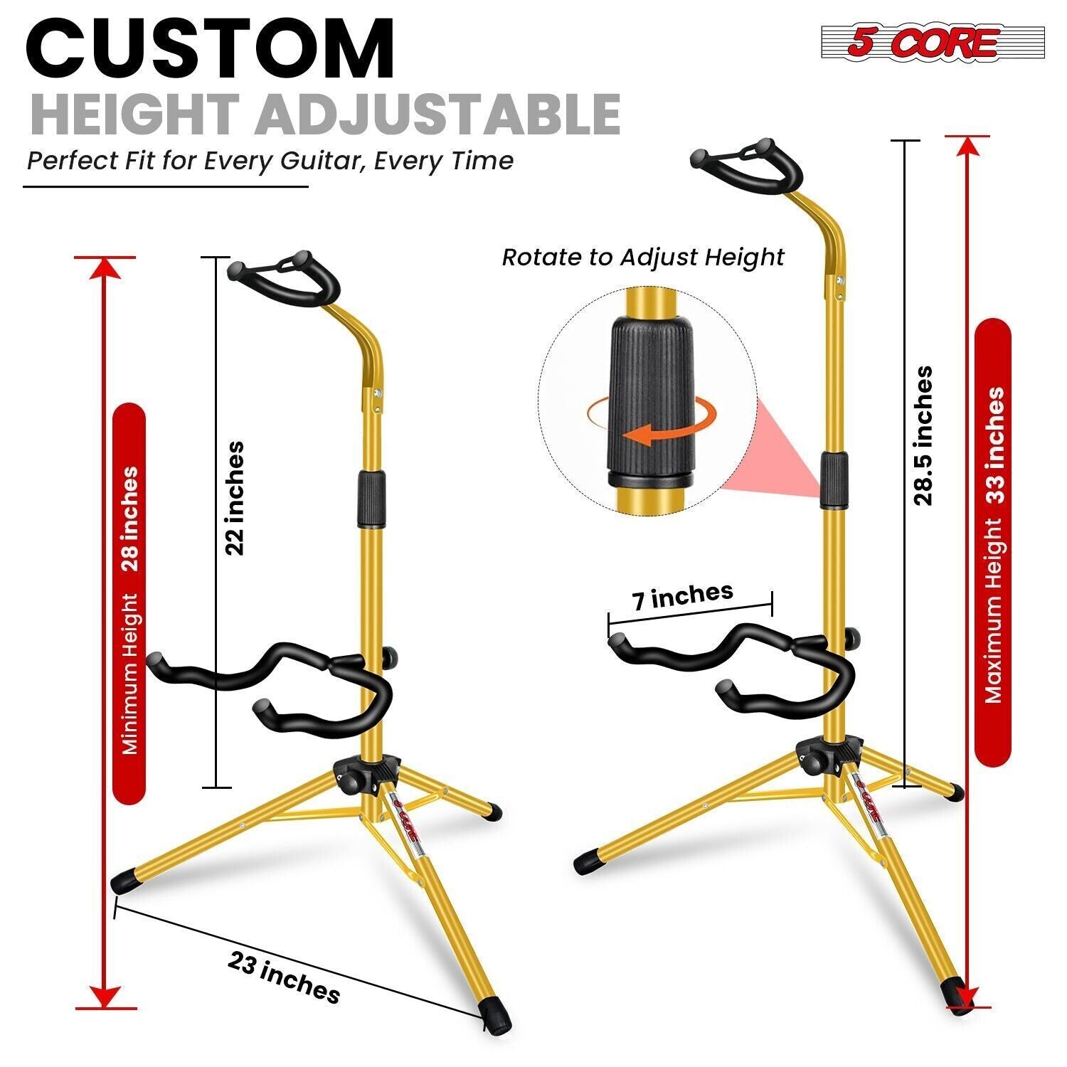 5Core Guitar Stand Floor Folding Soporte Para Guitarra - Acoustic Electric Bass