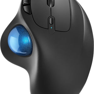 M501 Wireless Trackball Mouse, Rechargeable Ergonomic, Easy Thumb Control, Precise & Smooth Tracking, 3 Device Connection (Bluetooth or USB Receiver), Compatible for PC, Laptop, Mac, Windows.