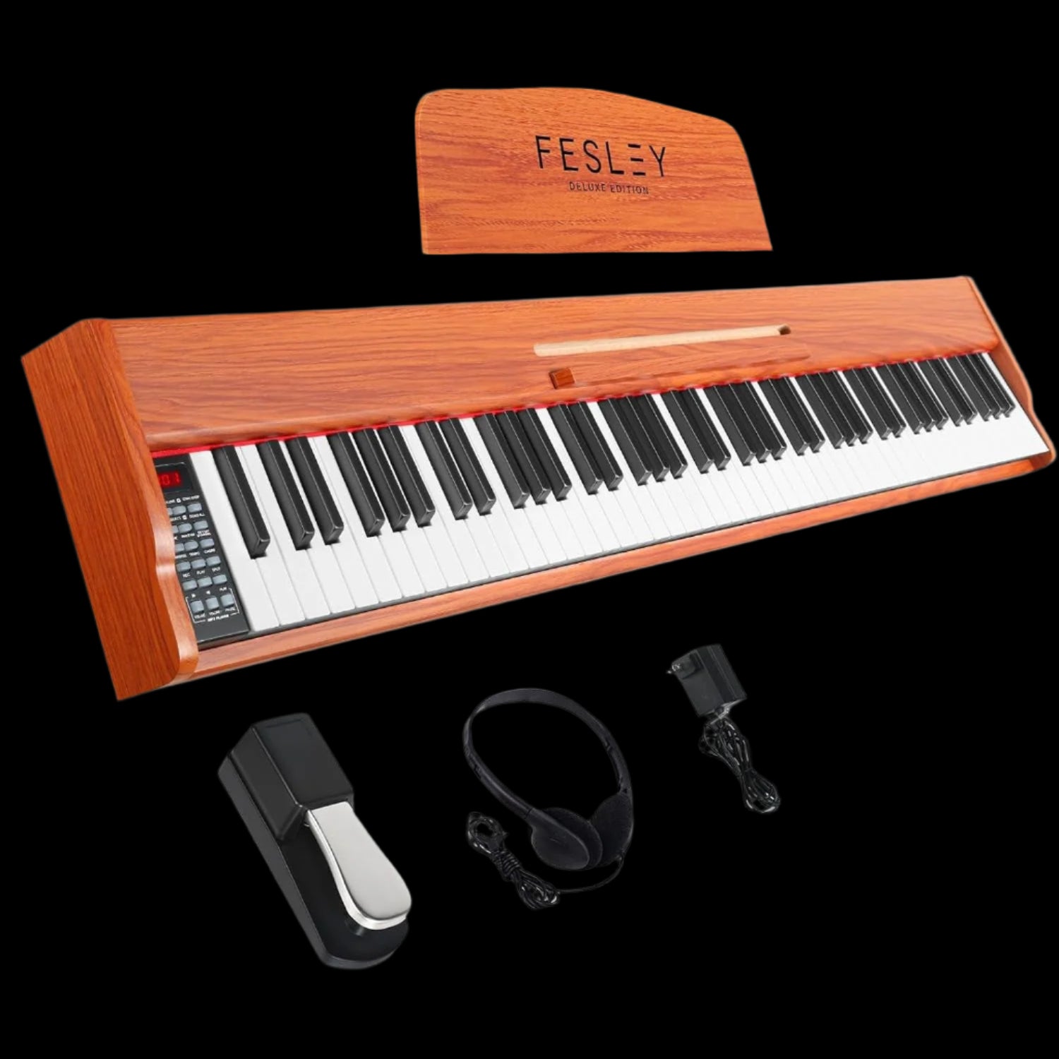 Weighted Piano Keyboard 88 Keys: Full Size Electric Keyboard Piano for Beginners, Portable 88 Key Keyboard with Daul Speaker,Sustain Pedal,Power Adapter,Support Bluetooth,Usb MIDI,FEP300, Brown