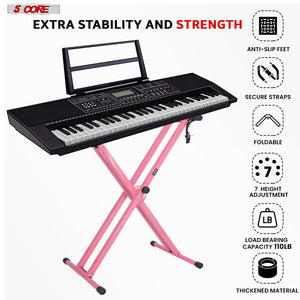 5Core Adjustable Keyboard Stand Electric Piano X Brace Stand Metal Dual Tuberack