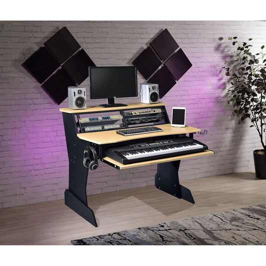 BE200 Series Music Studio Desk Workstation with 2 X 4U Rack (Natural Oak)