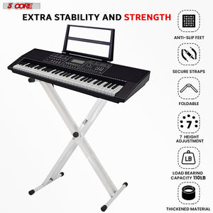 5Core Adjustable Keyboard Stand Electric Piano X Brace Stand Metal Dual Tuberack