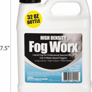 Fogworx Extreme High Density Fog Juice - Quart – 32 Fluid Ounces of Long Lasting, High Output, Odorless Water Based Machine Fluid for 400 to 1500 Watt Machines