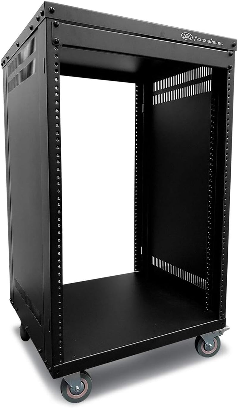 Axcessables 12U AV Rack Stand | 12 Space Component Rack Cabinet | Removable Side Panels for Open-Frame | 550Lb Capacity Four Post Network Server Case| 19-Inch Rack-Mountable Cabinet (RK12U)