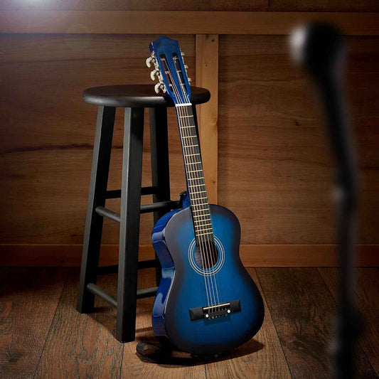 Ashthorpe 6 String Acoustic Guitar Package (Blue) Basic Starter Kit W/Gig Bag, Strings, Strap, Tuner, and Picks