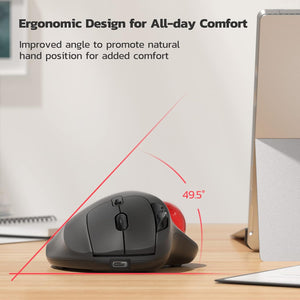 M501 Wireless Trackball Mouse, Rechargeable Ergonomic, Easy Thumb Control, Precise & Smooth Tracking, 3 Device Connection (Bluetooth or USB Receiver), Compatible for PC, Laptop, Mac, Windows.