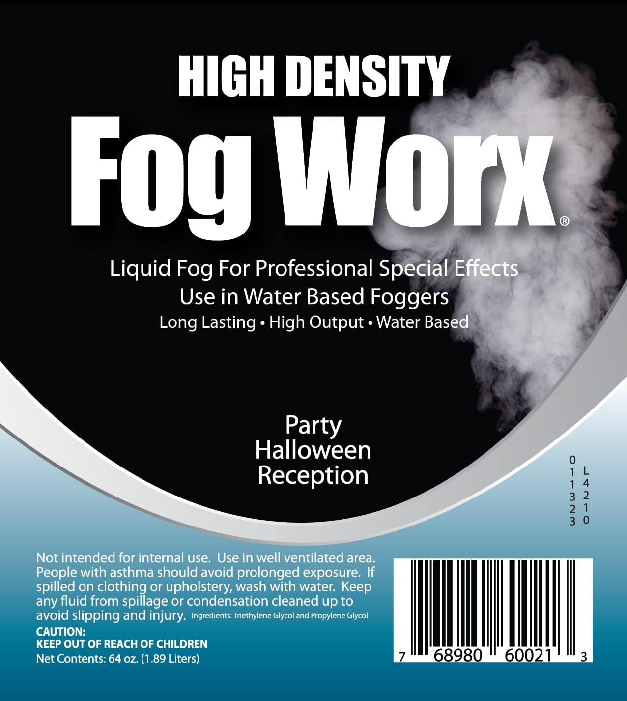 Fogworx Extreme High Density Fog Juice - Long Lasting, High Output, Water Based Fog Machine Fluid - Half Gallon, 64Oz