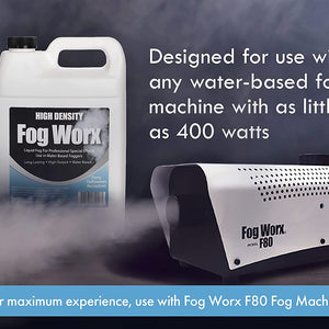 Fogworx Extreme High Density Fog Juice Gallon - Long Lasting, High Output, Odorless Water Based Fog Machine Fluid - for 400 Watt to 1500 Watt Machines