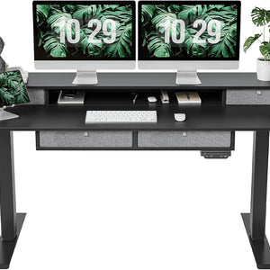 Adjustable Electric Standing Desk with Storage Drawers - 55