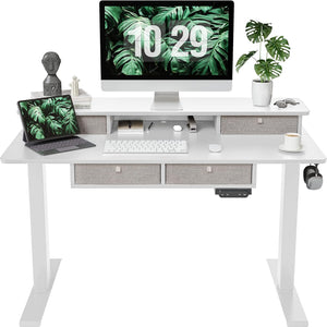 Adjustable Electric Standing Desk with Storage Drawers - 55