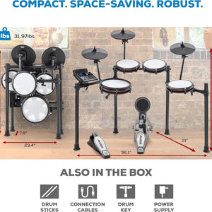 Nitro Max Kit Electric Drum Set with Quiet Mesh Pads, 10