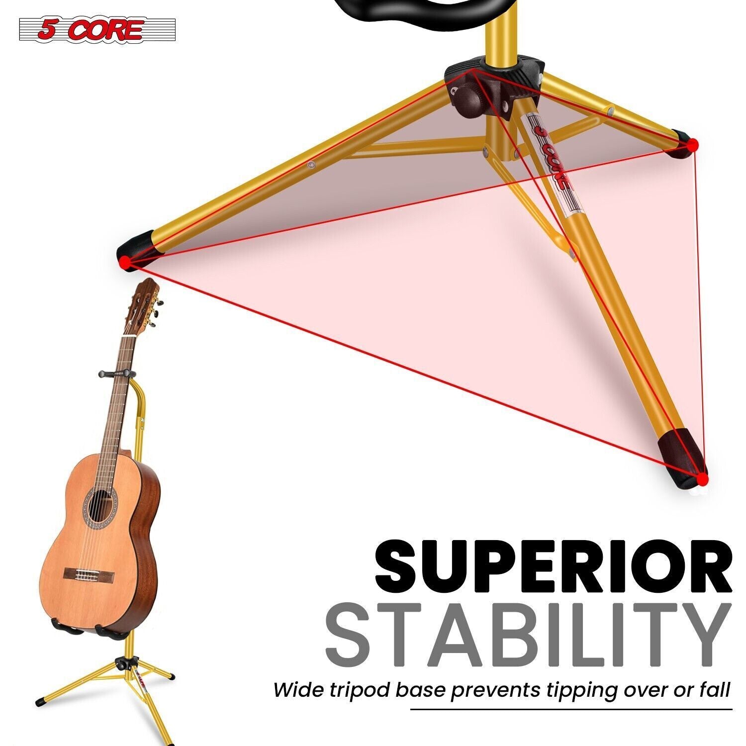 5Core Guitar Stand Floor Folding Soporte Para Guitarra - Acoustic Electric Bass