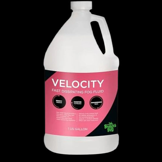 Froggys Fog - Velocity - Fast Dissipating Fog Fluid – 1 Minute Hang Time for Stage, Studio and Photography - 1 Gallon