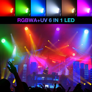 LED Zoom Par Light 18X18W RGBWA+UV 6-In-1 Stage Light, High Power Professional Wash DJ Light DMX Sound Activated Uplights for Events Christmas Party Wedding Church Bar-1 Pack