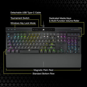 K70 RGB PRO Wired Mechanical Gaming Keyboard (Cherry MX RGB Red Switches: Linear and Fast, 8,000Hz Hyper-Polling, PBT Double-Shot PRO Keycaps, Soft-Touch Palm Rest) QWERTY, NA - Black