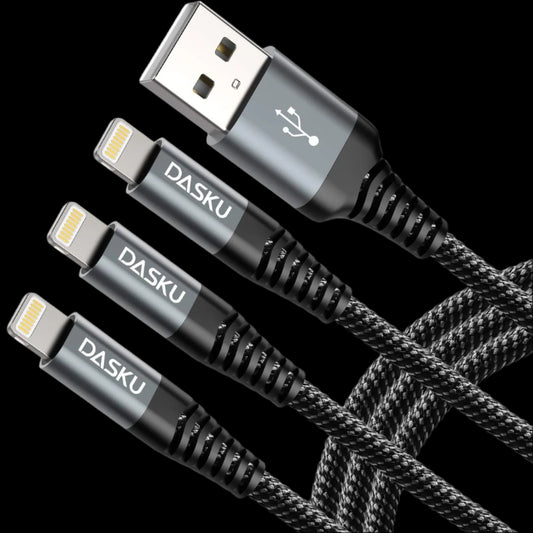 Lightning Cable 3Ft 3Pack Nylon Braided Heavy Duty Iphone Charger Cord Black Compatible with 14/13 / 12/11 Pro Max/X/Xs Max/Xr /8 Plus/ 7 6S plus 6 Plus/Ipad Mini/Air