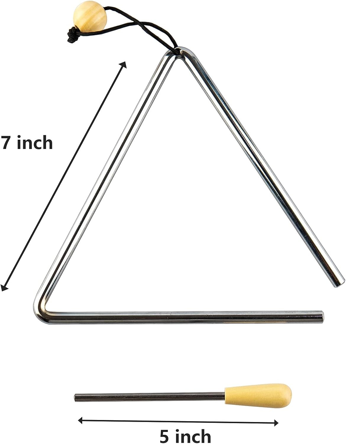 Triangle Musical Instrument with Striker, Rhythm Steel Triangles Hand Percussion (7 Inch)