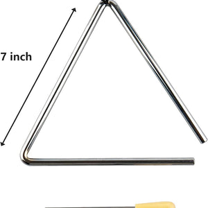 Triangle Musical Instrument with Striker, Rhythm Steel Triangles Hand Percussion (7 Inch)