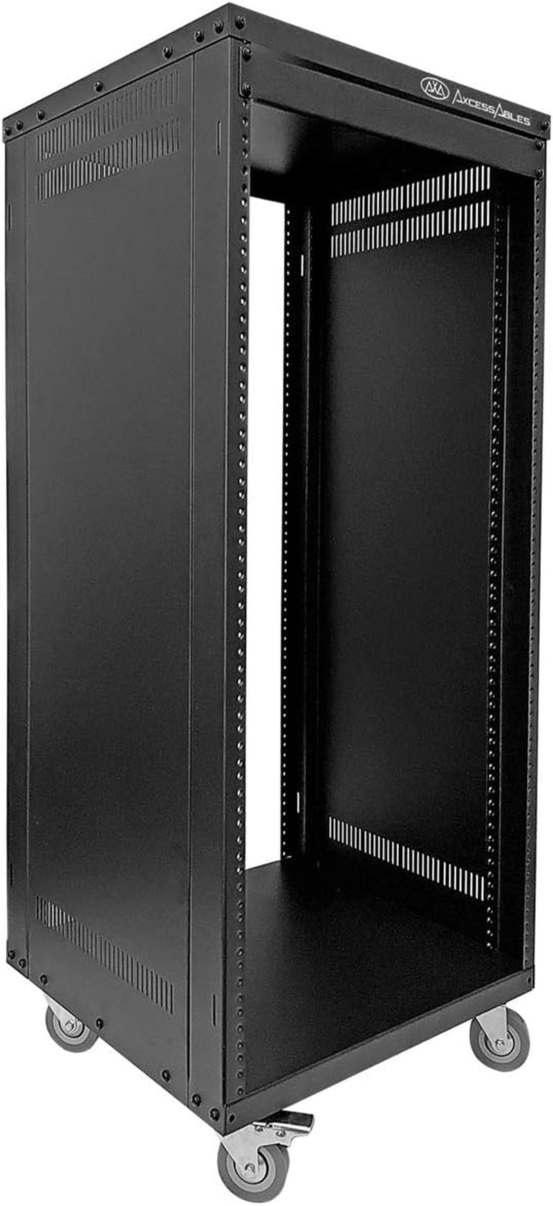 Axcessables 12U AV Rack Stand | 12 Space Component Rack Cabinet | Removable Side Panels for Open-Frame | 550Lb Capacity Four Post Network Server Case| 19-Inch Rack-Mountable Cabinet (RK12U)