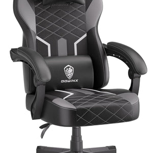 Gaming Chair with Pocket Spring Cushion, Ergonomic Computer Chair High Back, Reclining Game Chair Pu Leather 350LBS, Black