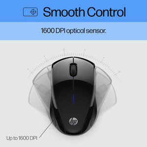 X3000 G3 Wireless Mouse - Black, 15-Month Battery, Side Grips for Control, Travel-Friendly, Blue LED, Powerful 1600 DPI Optical Sensor, Compatible with Wins Pc/Laptop, Mac, Chromebook (683N7AA)