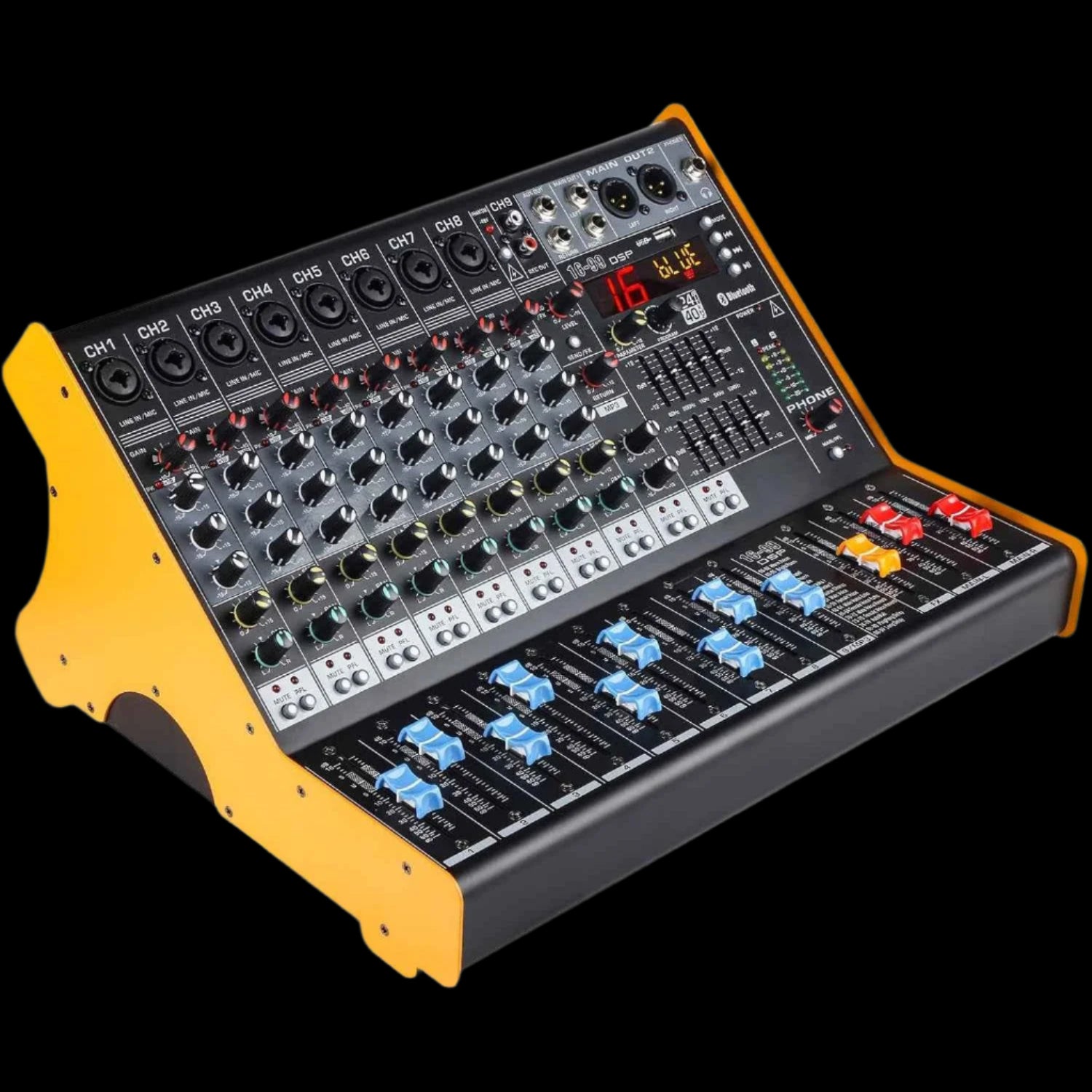 Mixers Audio 9 Channel Mixer, Dj Mixer Board Mixer Audio Bluetooth MP3 Mixer for Music with 99 Kinds of DPS Digital Effects, Usb Audio Mixer for Karaoke Speakers