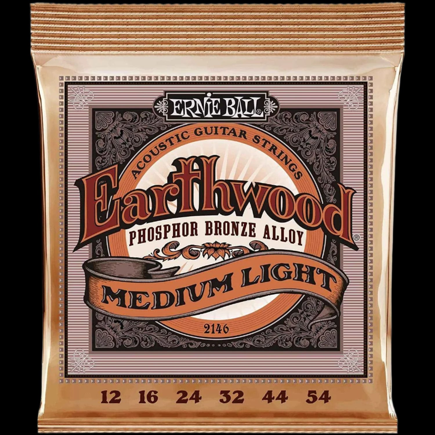 Earthwood Medium Light Phosphor Bronze Acoustic Guitar Strings, 12-54 Gauge (P02146)