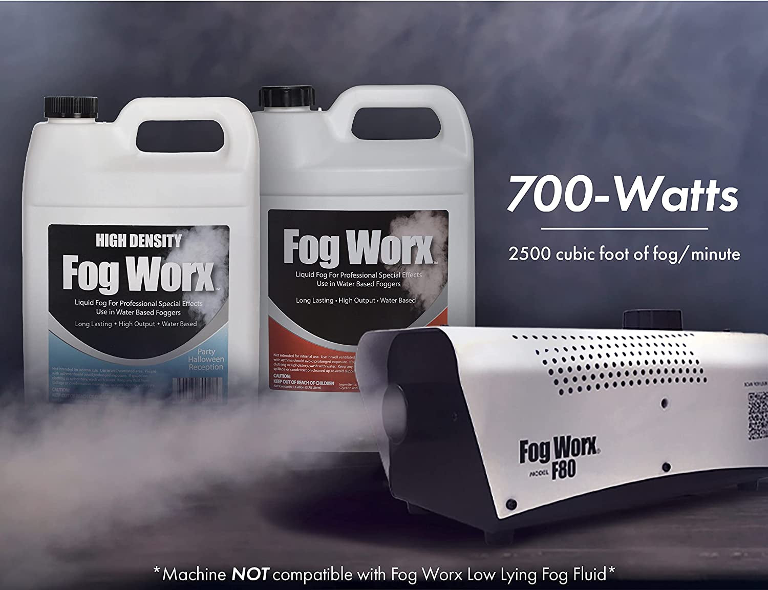 Fogworx Extreme High Density Fog Juice - Long Lasting, High Output, Water Based Fog Machine Fluid - Half Gallon, 64Oz