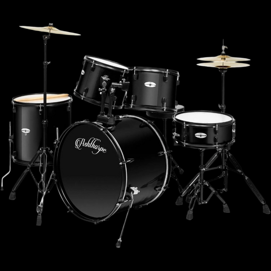 Ashthorpe 5-Piece Drum Set 22" (Black) W/ Remo Batter Heads