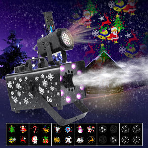 Upgraded 800W Snow Machine with 8 LED RGB Lights, LED Projection, and 2 Wireless Remotes, Perfect for Christmas, Halloween,Parties, Wedding and DJ Stage …