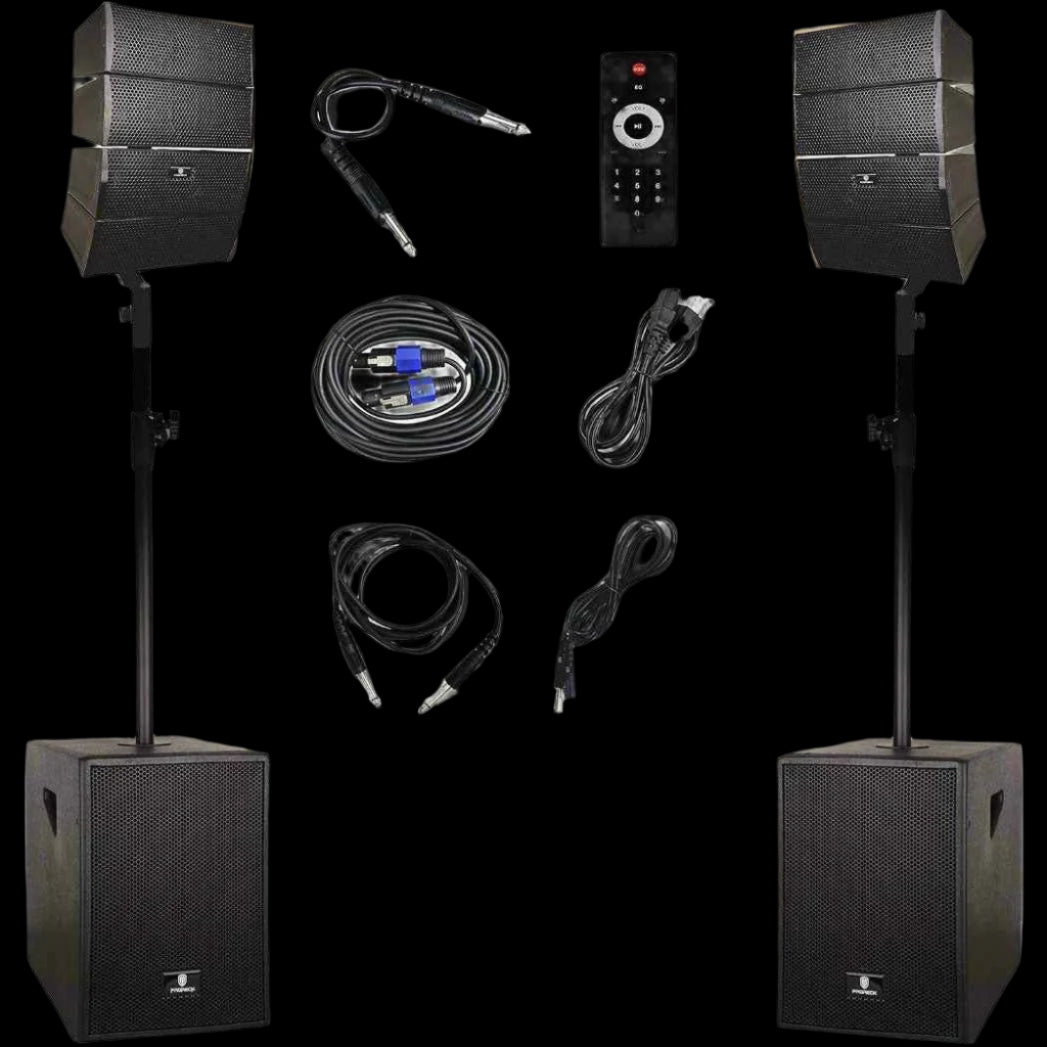 4000W PA System Two 12-Inch Subwoofers and 8X Array Speakers Set