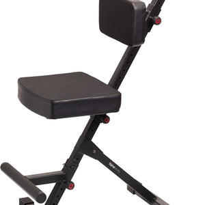 Seat with Padded Cushion, Ergonomic Backrest & Fold Holds Electric Acoustic Guitar Stand (GFW-GTR