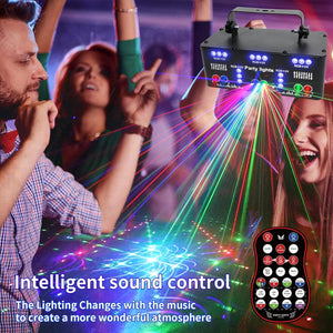 Ultimate DJ Party Lights - 21 Lens RGB UV Disco Strobe with DMX 512 & Remote Control - Perfect for Home Parties, Birthdays & Christmas Celebrations!