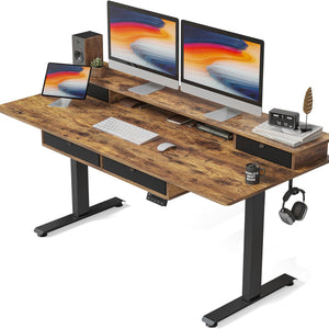 Adjustable Electric Standing Desk with Storage Drawers - 55