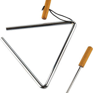 Triangle Hand Percussion with Striker, Rhythm Steel Triangles Musical Instrument (8 Inch)