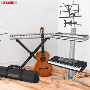 5Core Keyboard Stand Z Style Sturdy Adjustable Electric Piano Riser Holder + Whe