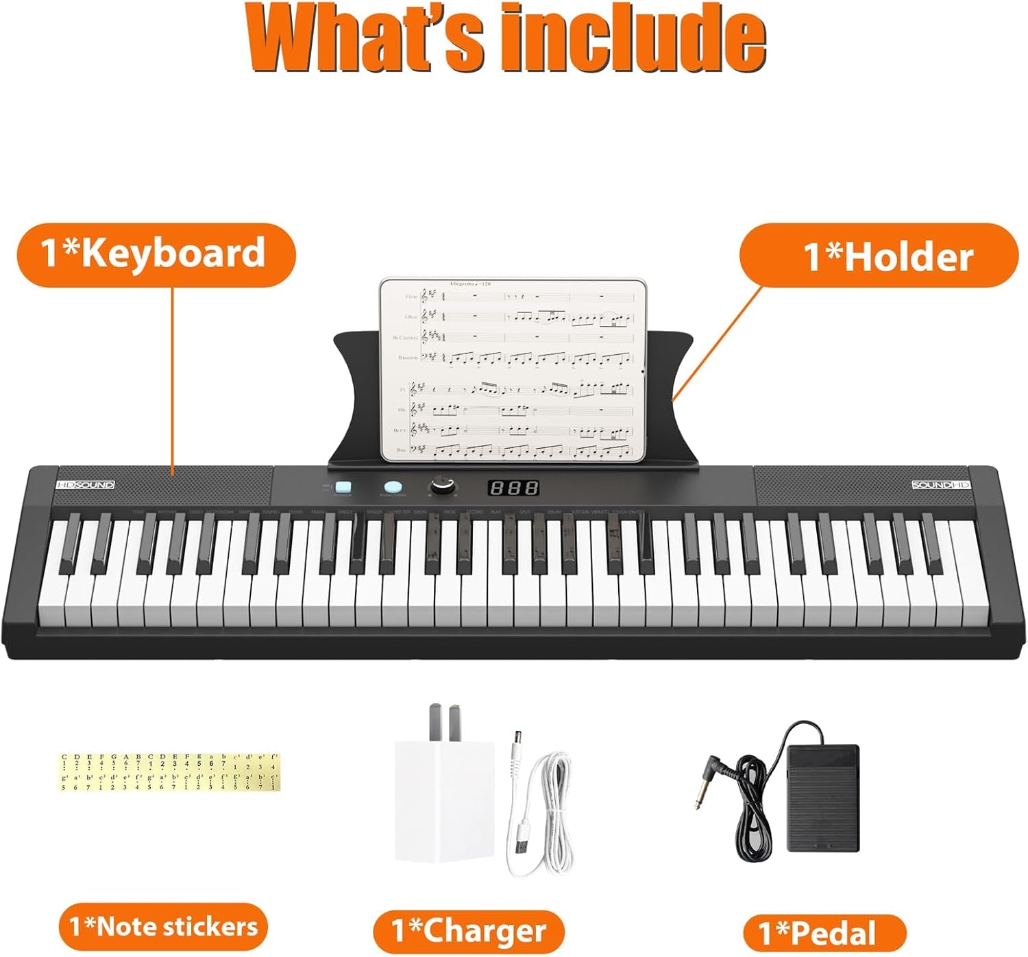 61-Key Portable Electric Keyboard Piano, Semi-Weighted Keys with Power Supply, Built-In Speakers, Pedal – Ideal for Beginners and Professionals, Perfect Birthday or Christmas Gift