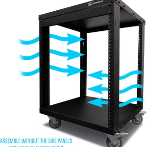 Axcessables 12U AV Rack Stand | 12 Space Component Rack Cabinet | Removable Side Panels for Open-Frame | 550Lb Capacity Four Post Network Server Case| 19-Inch Rack-Mountable Cabinet (RK12U)