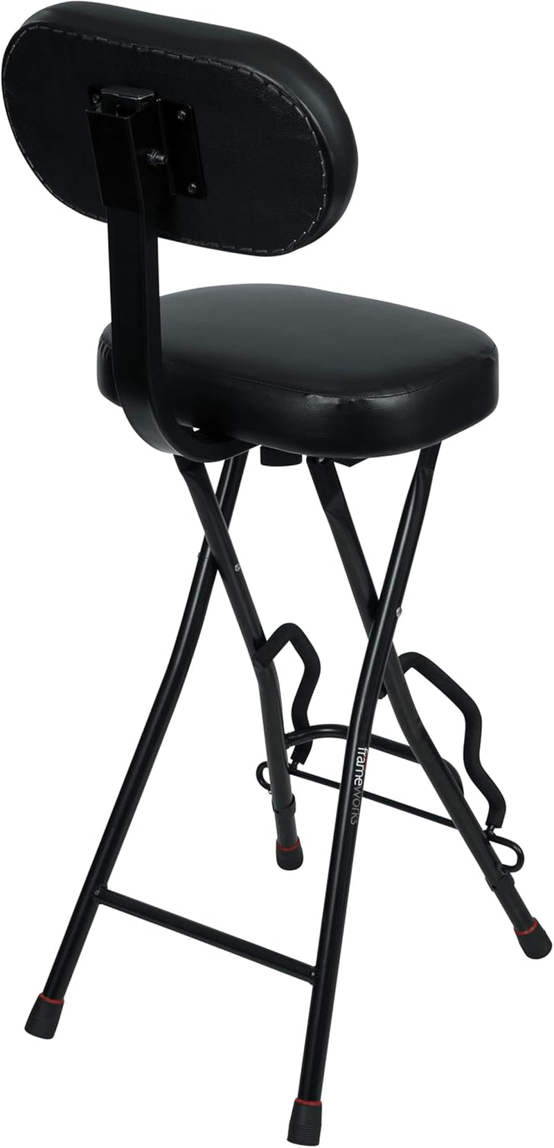 Seat with Padded Cushion, Ergonomic Backrest & Fold Holds Electric Acoustic Guitar Stand (GFW-GTR