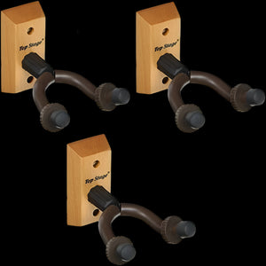 3-PACK Top Stage® Guitar Hanger Holder Stand Wall Mount Keep, JX15-NAT-Q3