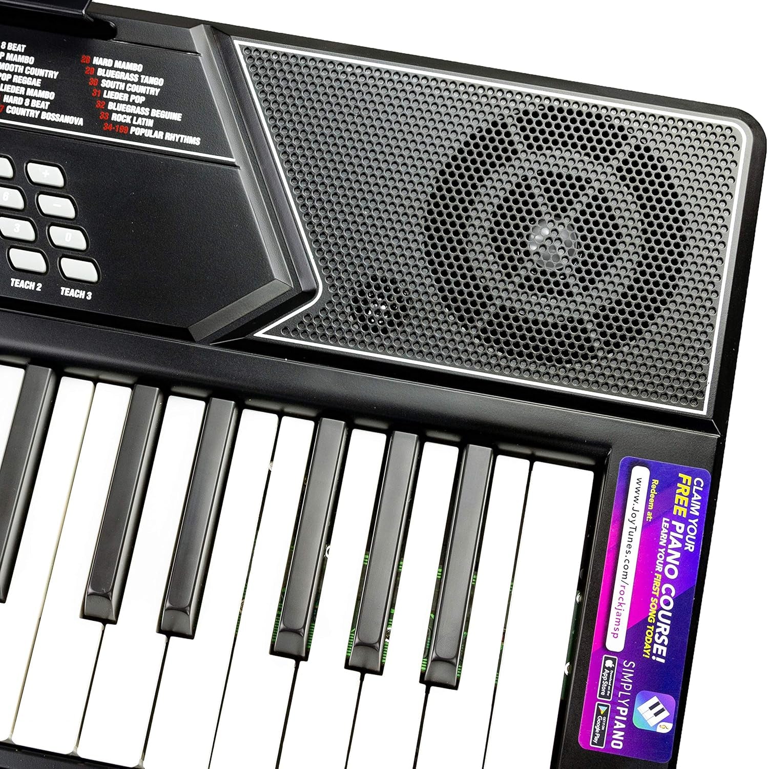 61 Key Keyboard Piano Stand with Pitch Bend Kit, Piano Bench, Headphones, Simply Piano App & Keynote Stickers