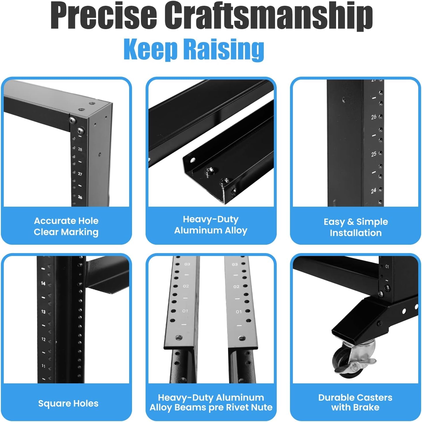 Open Rack 24U 4 Post Open Frame 19-Inch Data Network Desktop Server/Audio Rack 800MM Deep