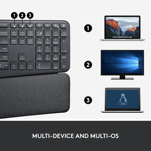 ERGO K860 Wireless Ergonomic Keyboard - Split Keyboard, Wrist Rest, Natural Typing, Stain-Resistant Fabric, Bluetooth and USB Connectivity, Compatible with Windows/Mac, Black