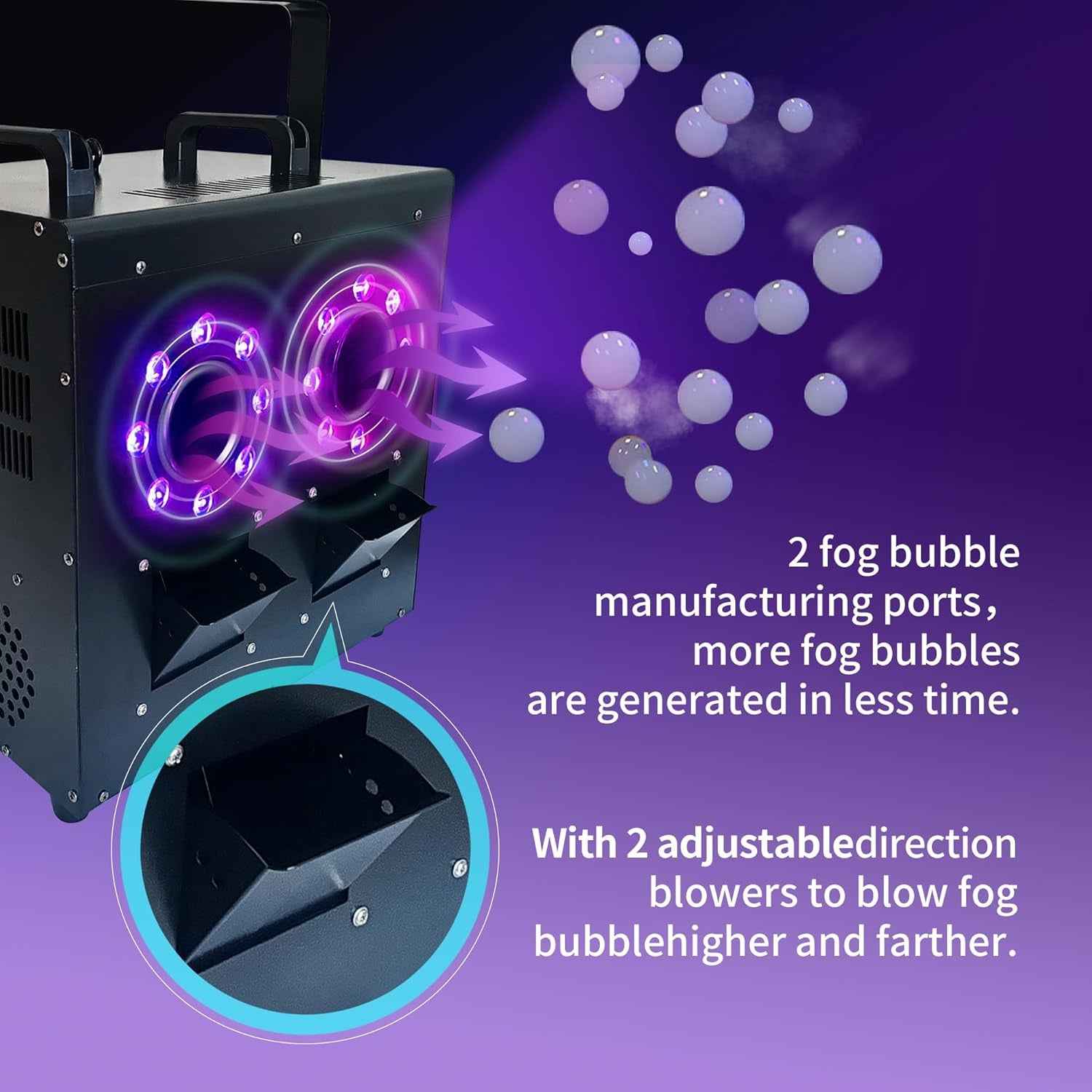 1500W Fog Bubble Machine W/ 16 LED Lights