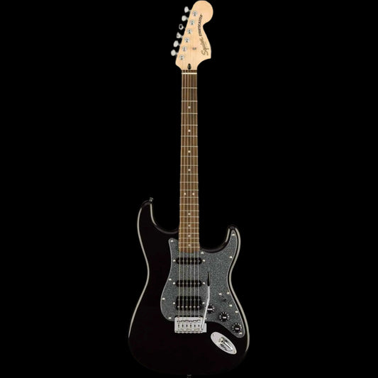 Fender Squier Stratocaster 6 String Electric HSS (Metallic Black) Bundle with Frontman 10G Amplifier, Gig Bag, Instrument Cable, Tuner, Strap, and Picks